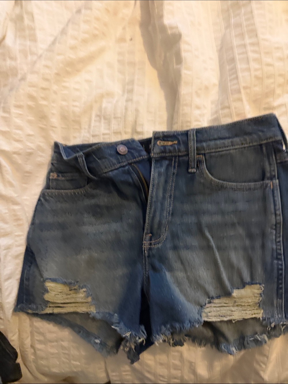 Hollister Distressed Cutoff Denim Shorts - Blue